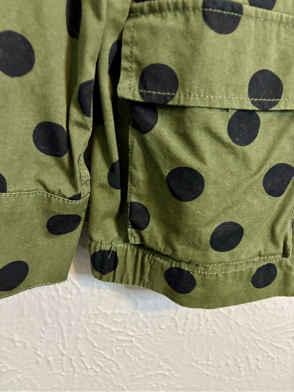 Who What Wear Olive Green Jacket with Black Polka Dots - Picture 6 of 6